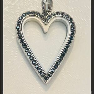 NEW Origami Owl Large Heart Locket with Gray Swarovski crystals